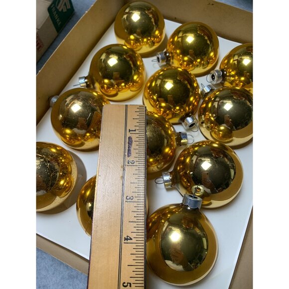 1960s Franke Glass Tree Ornaments Made In USA Gold Set of 12 Original Box - Picture 5 of 9